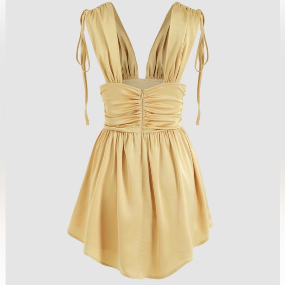 Solid Satin Ruched Mini Dress - Picture 6 of 8